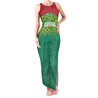 Custom Guyana Football Family Matching Tank Maxi Dress and Hawaiian Shirt Go Golden Jaguars Green Version - Wonder Print Shop