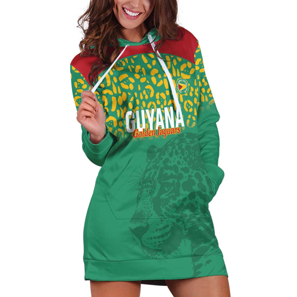 Custom Guyana Football Hoodie Dress Go Golden Jaguars Green Version - Wonder Print Shop