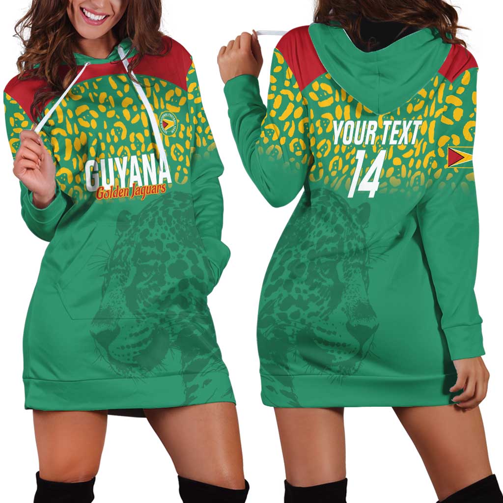 Custom Guyana Football Hoodie Dress Go Golden Jaguars Green Version - Wonder Print Shop