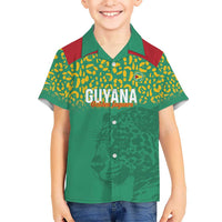 Custom Guyana Football Kid Hawaiian Shirt Go Golden Jaguars Green Version - Wonder Print Shop