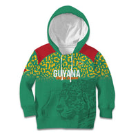 Custom Guyana Football Kid Hoodie Go Golden Jaguars Green Version - Wonder Print Shop