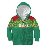 Custom Guyana Football Kid Hoodie Go Golden Jaguars Green Version - Wonder Print Shop