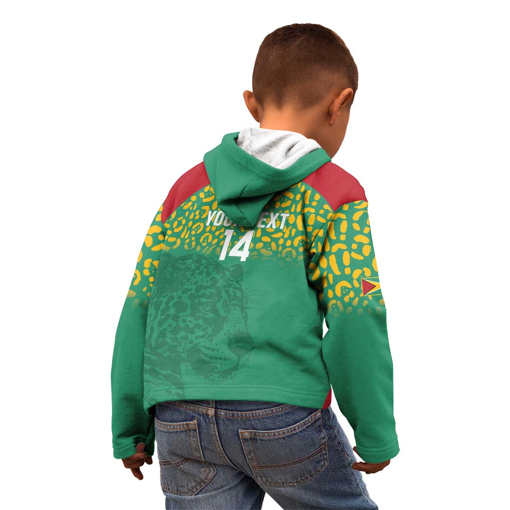 Custom Guyana Football Kid Hoodie Go Golden Jaguars Green Version - Wonder Print Shop