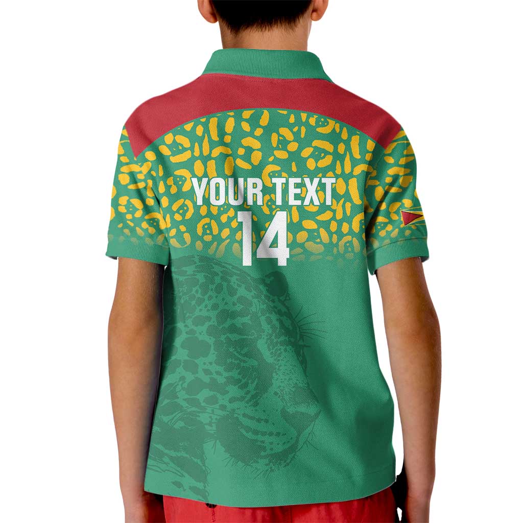 Custom Guyana Football Kid Polo Shirt Go Golden Jaguars Green Version - Wonder Print Shop