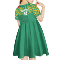 Custom Guyana Football Kid Short Sleeve Dress Go Golden Jaguars Green Version - Wonder Print Shop