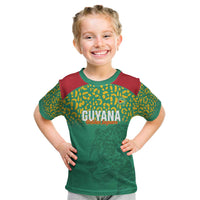 Custom Guyana Football Kid T Shirt Go Golden Jaguars Green Version - Wonder Print Shop