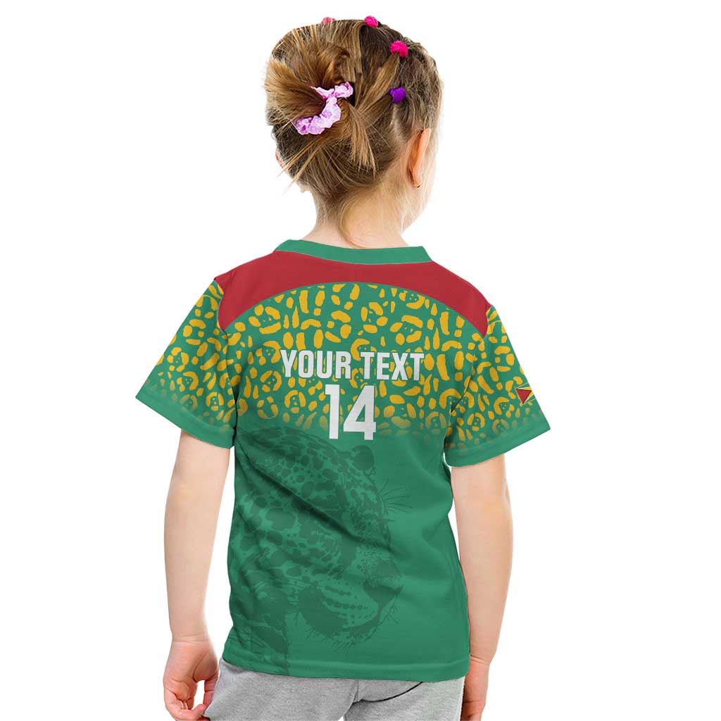 Custom Guyana Football Kid T Shirt Go Golden Jaguars Green Version - Wonder Print Shop