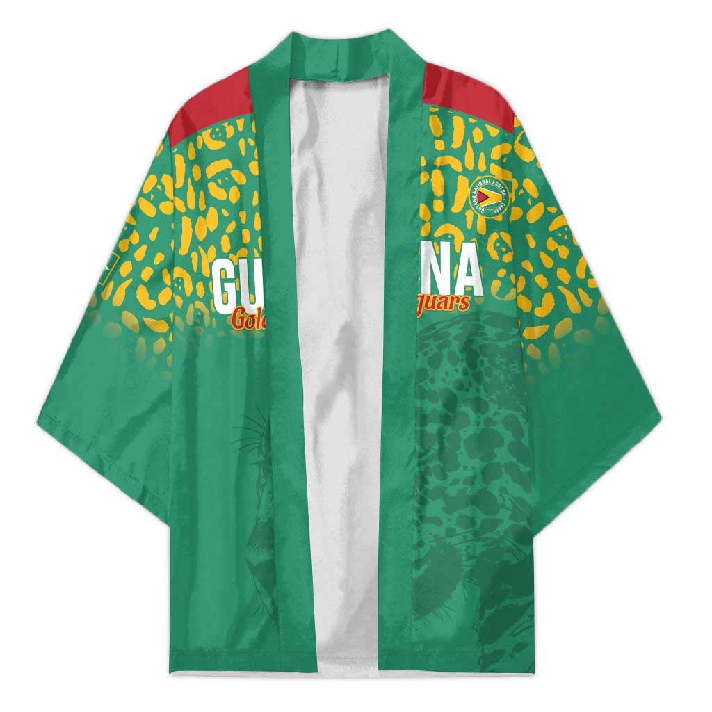 Custom Guyana Football Kimono Go Golden Jaguars Green Version - Wonder Print Shop