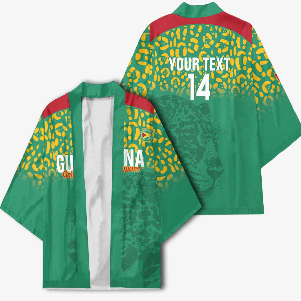 Custom Guyana Football Kimono Go Golden Jaguars Green Version - Wonder Print Shop