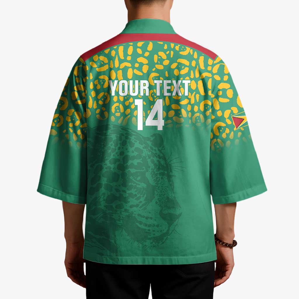 Custom Guyana Football Kimono Go Golden Jaguars Green Version - Wonder Print Shop