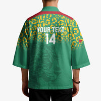 Custom Guyana Football Kimono Go Golden Jaguars Green Version - Wonder Print Shop