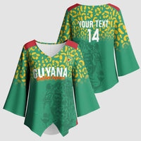 Custom Guyana Football Kimono Sleeve Blouse Go Golden Jaguars Green Version - Wonder Print Shop
