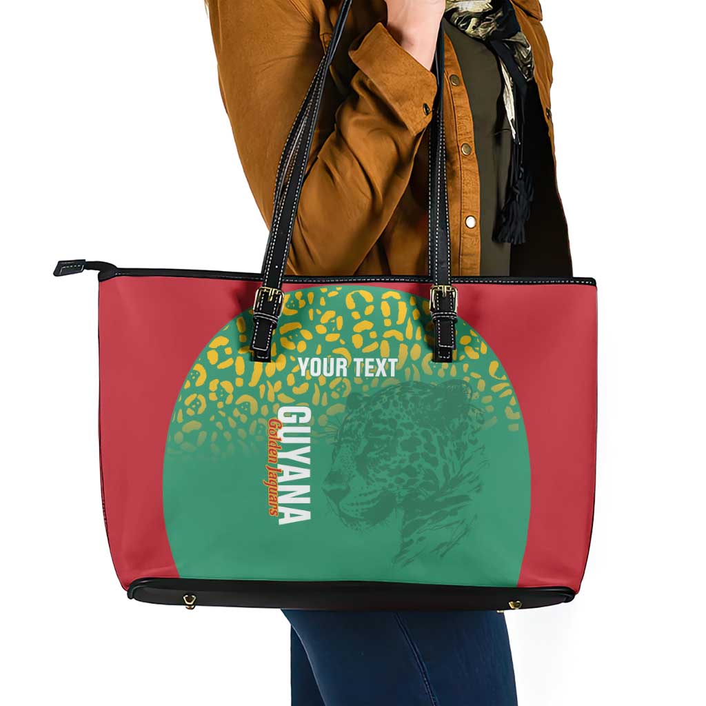 Custom Guyana Football Leather Tote Bag Go Golden Jaguars Green Version - Wonder Print Shop