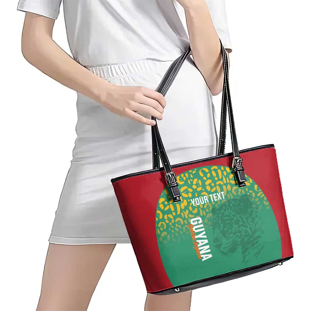 Custom Guyana Football Leather Tote Bag Go Golden Jaguars Green Version - Wonder Print Shop