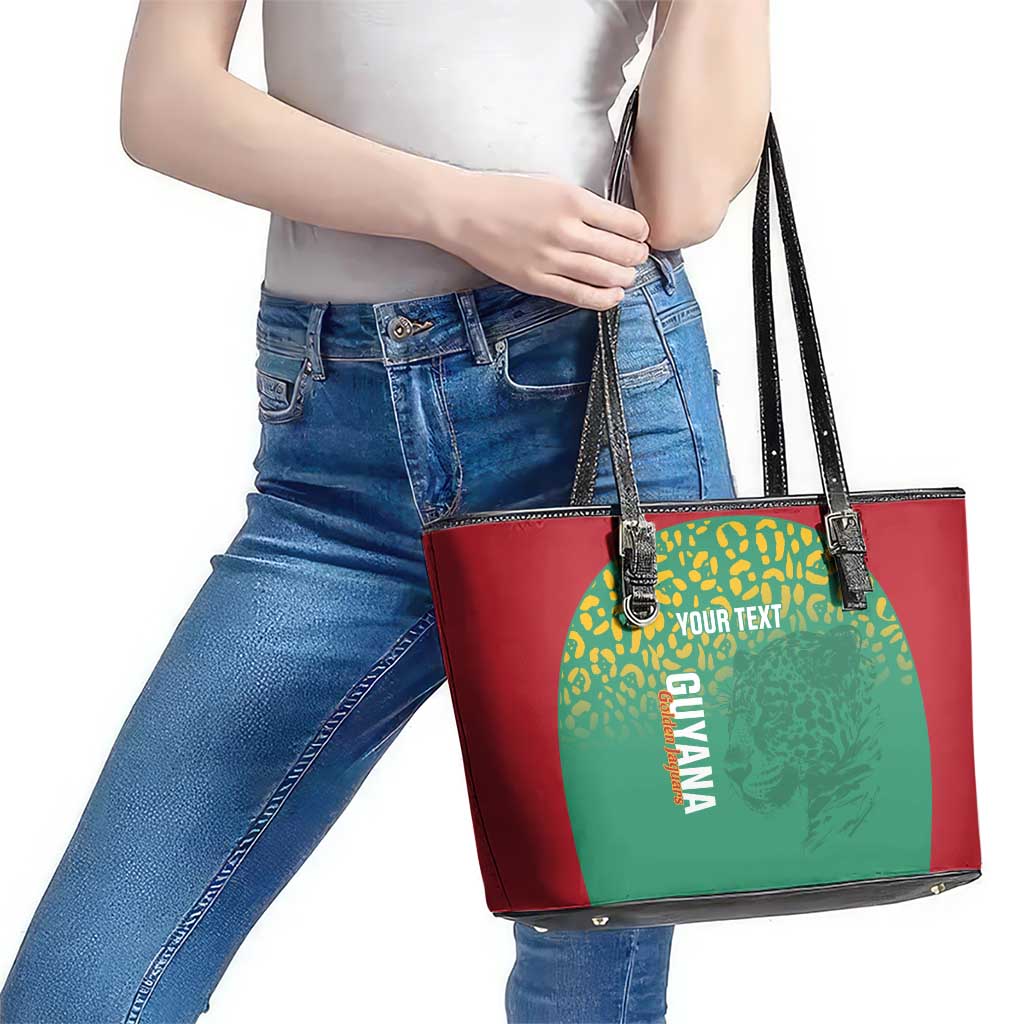 Custom Guyana Football Leather Tote Bag Go Golden Jaguars Green Version - Wonder Print Shop