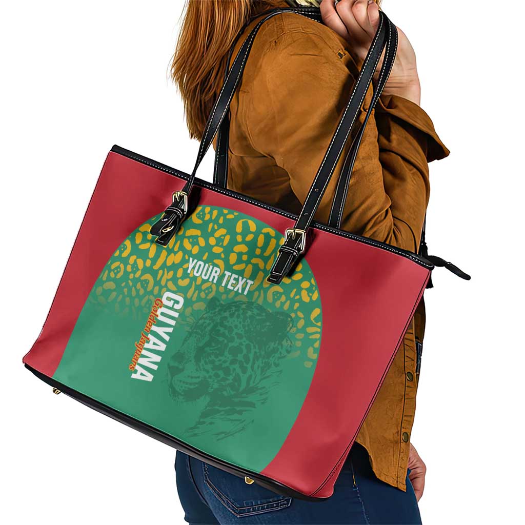 Custom Guyana Football Leather Tote Bag Go Golden Jaguars Green Version - Wonder Print Shop