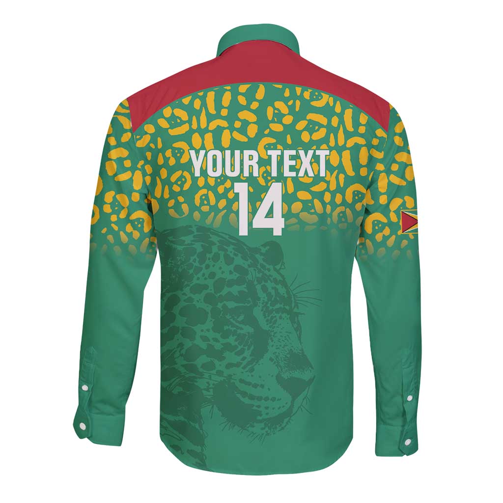 Custom Guyana Football Long Sleeve Button Shirt Go Golden Jaguars Green Version - Wonder Print Shop