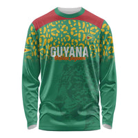 Custom Guyana Football Long Sleeve Shirt Go Golden Jaguars Green Version - Wonder Print Shop
