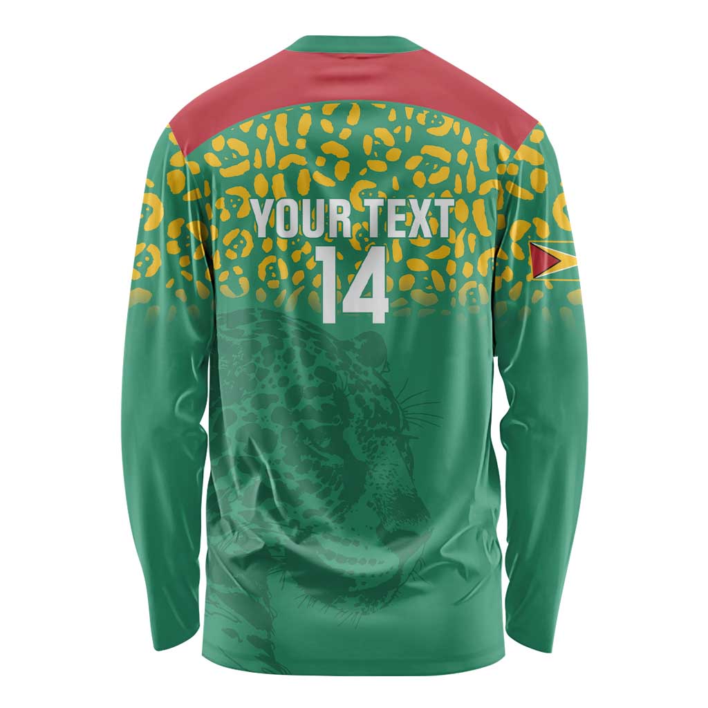 Custom Guyana Football Long Sleeve Shirt Go Golden Jaguars Green Version - Wonder Print Shop