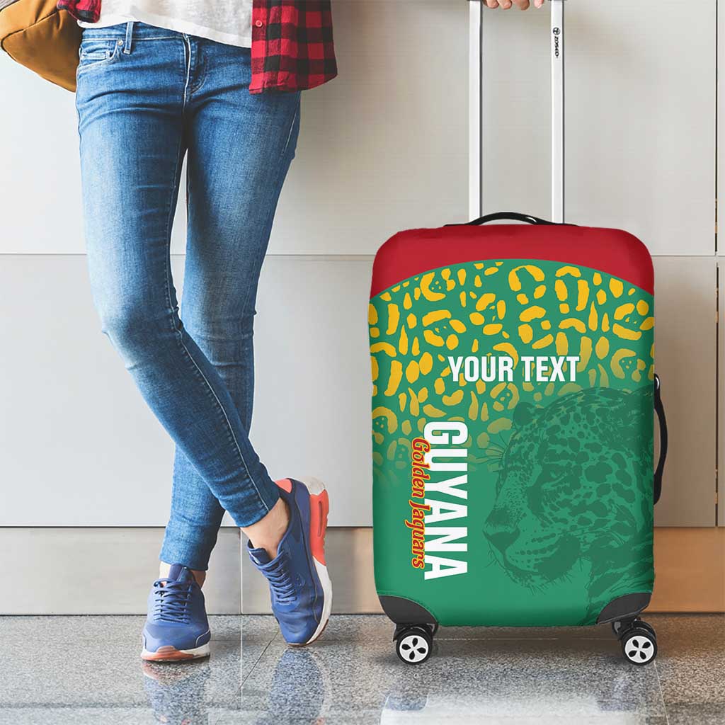 Custom Guyana Football Luggage Cover Go Golden Jaguars Green Version - Wonder Print Shop