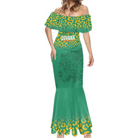 Custom Guyana Football Mermaid Dress Go Golden Jaguars Green Version - Wonder Print Shop