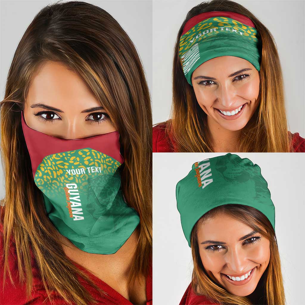 Custom Guyana Football Neck Gaiter Go Golden Jaguars Green Version - Wonder Print Shop