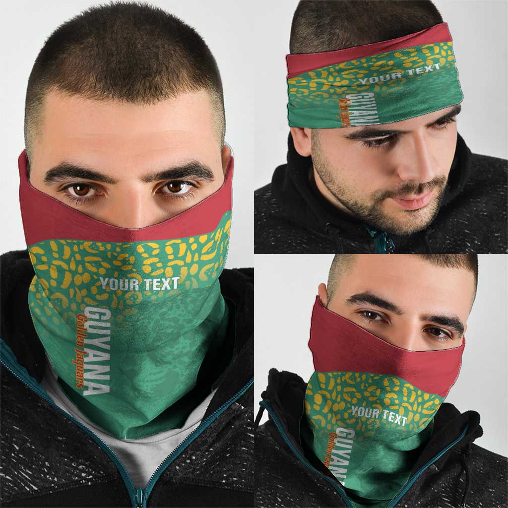 Custom Guyana Football Neck Gaiter Go Golden Jaguars Green Version - Wonder Print Shop
