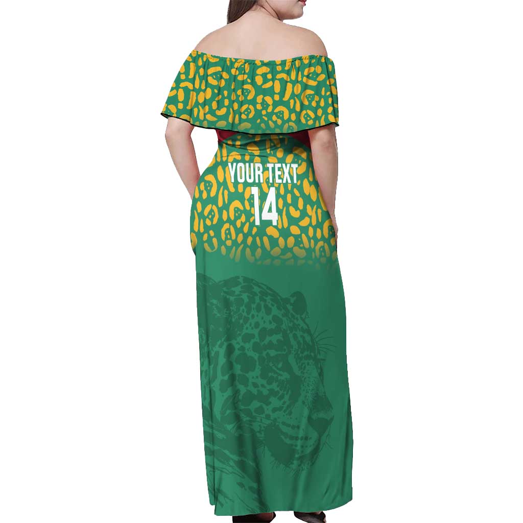 Custom Guyana Football Off Shoulder Maxi Dress Go Golden Jaguars Green Version - Wonder Print Shop