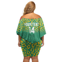 Custom Guyana Football Off Shoulder Short Dress Go Golden Jaguars Green Version - Wonder Print Shop