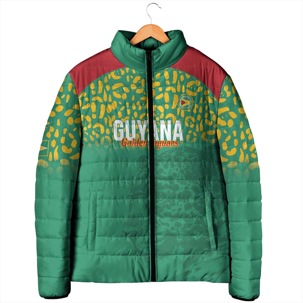 Custom Guyana Football Padded Jacket Go Golden Jaguars Green Version - Wonder Print Shop