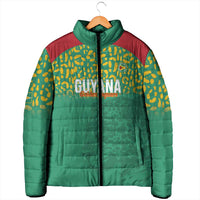 Custom Guyana Football Padded Jacket Go Golden Jaguars Green Version - Wonder Print Shop