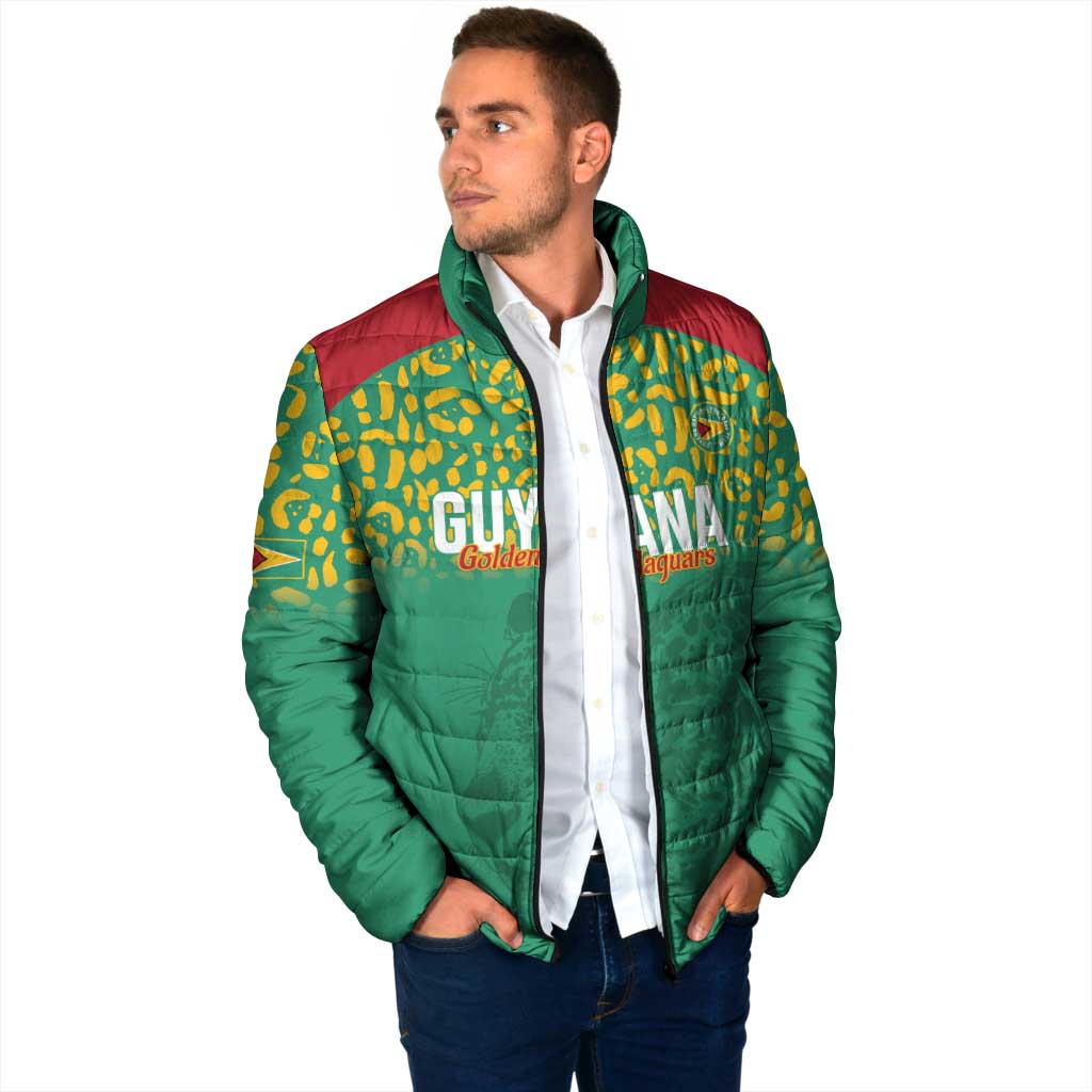 Custom Guyana Football Padded Jacket Go Golden Jaguars Green Version - Wonder Print Shop