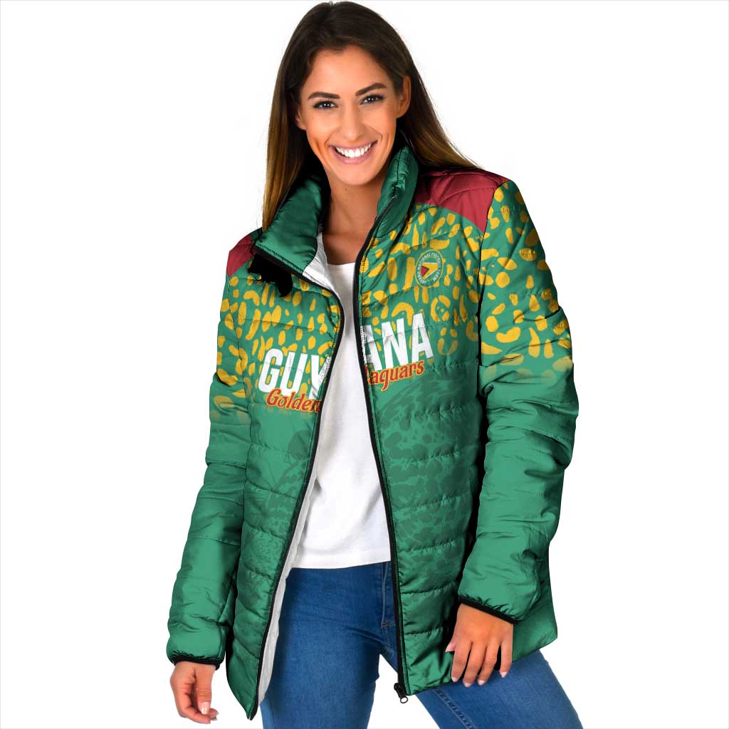 Custom Guyana Football Padded Jacket Go Golden Jaguars Green Version - Wonder Print Shop