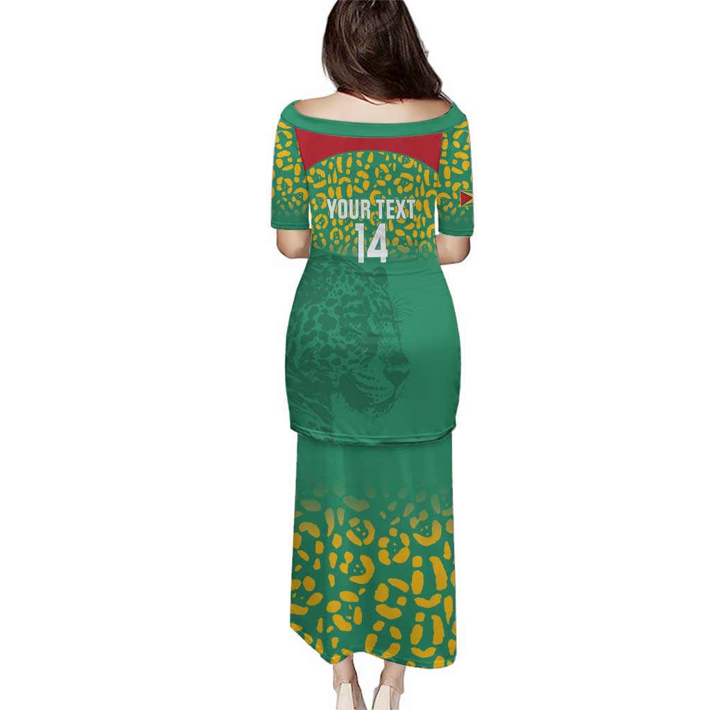 Custom Guyana Football Puletasi Go Golden Jaguars Green Version - Wonder Print Shop