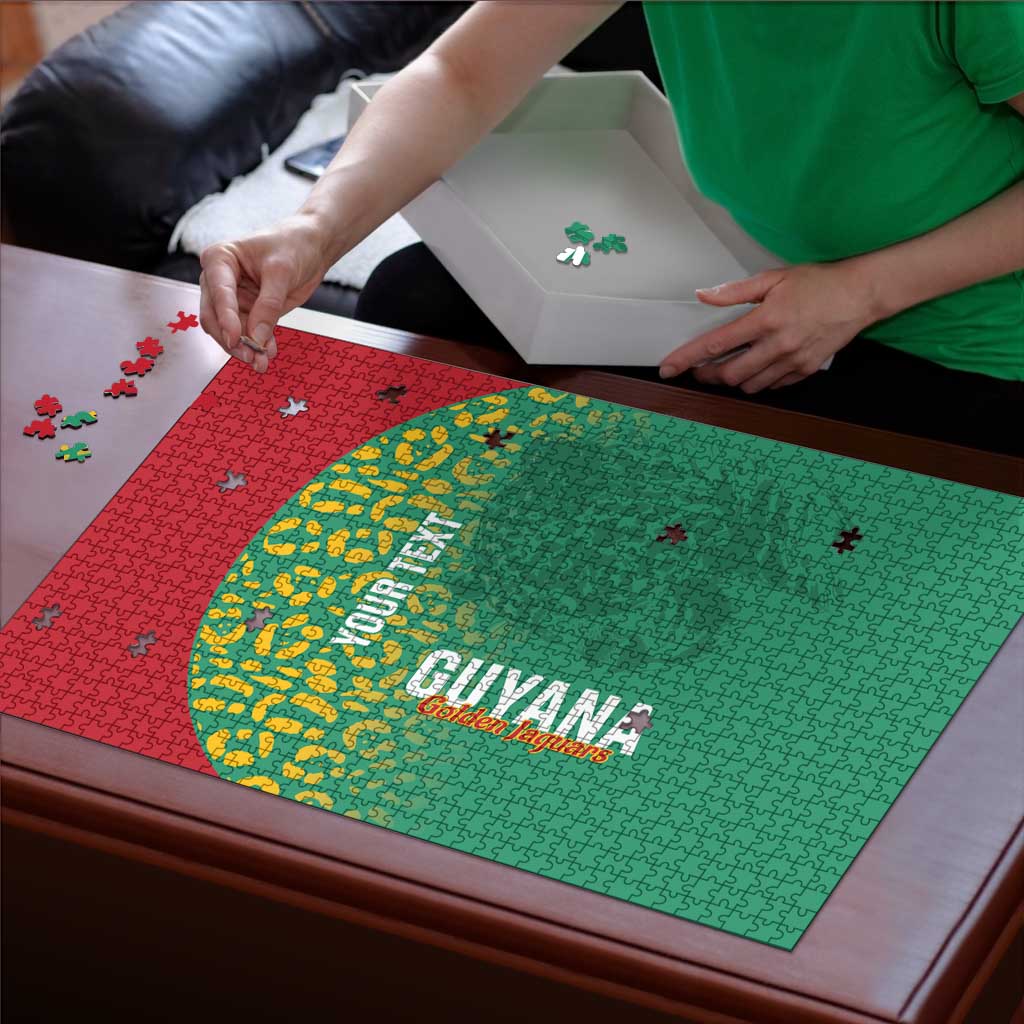 Custom Guyana Football Puzzle Go Golden Jaguars Green Version - Wonder Print Shop