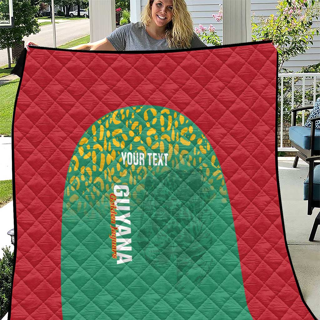 Custom Guyana Football Quilt Go Golden Jaguars Green Version - Wonder Print Shop