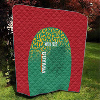 Custom Guyana Football Quilt Go Golden Jaguars Green Version - Wonder Print Shop