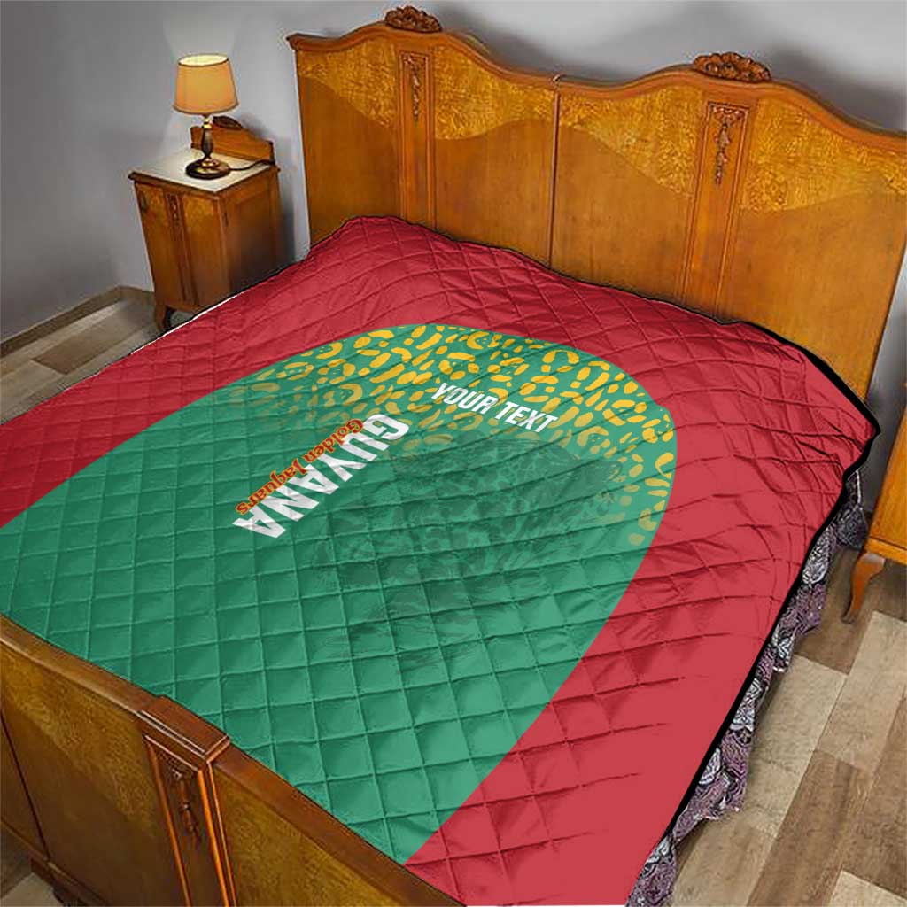 Custom Guyana Football Quilt Go Golden Jaguars Green Version - Wonder Print Shop