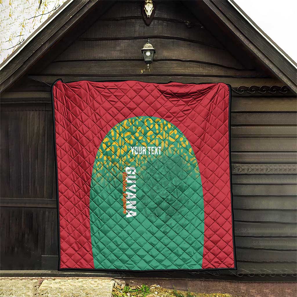 Custom Guyana Football Quilt Go Golden Jaguars Green Version - Wonder Print Shop