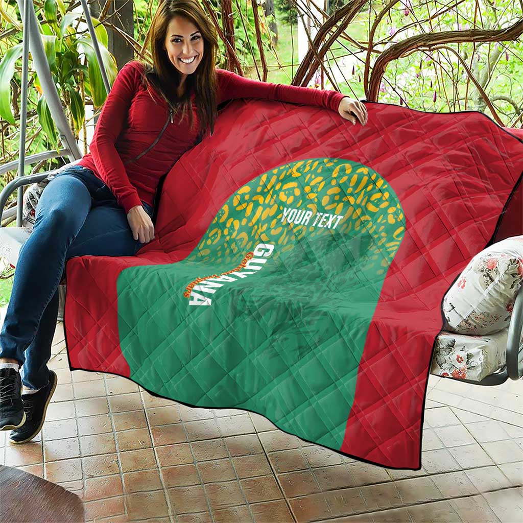 Custom Guyana Football Quilt Go Golden Jaguars Green Version - Wonder Print Shop