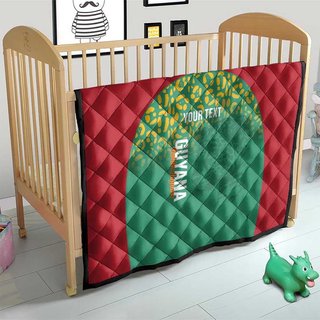 Custom Guyana Football Quilt Go Golden Jaguars Green Version - Wonder Print Shop