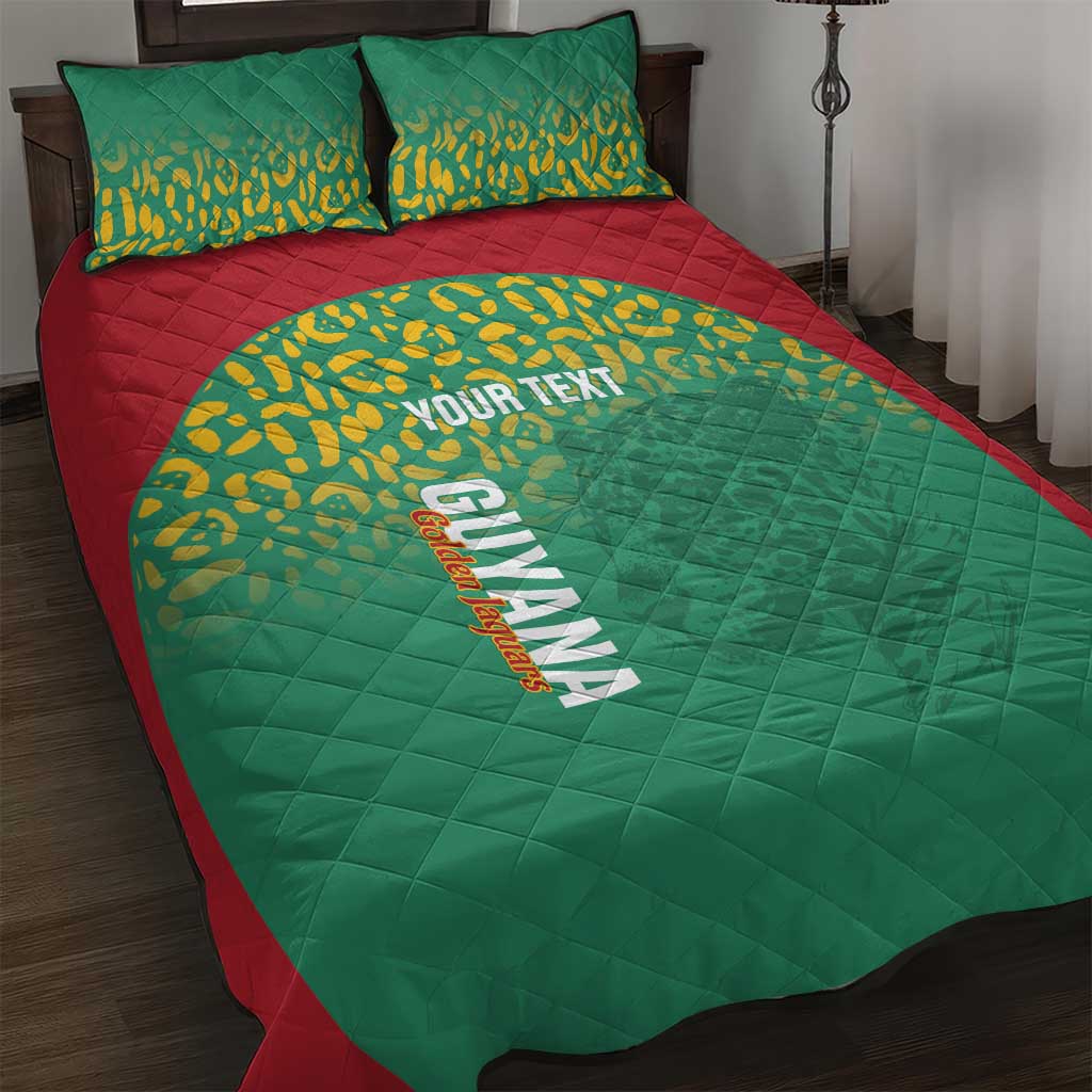 Custom Guyana Football Quilt Bed Set Go Golden Jaguars Green Version - Wonder Print Shop