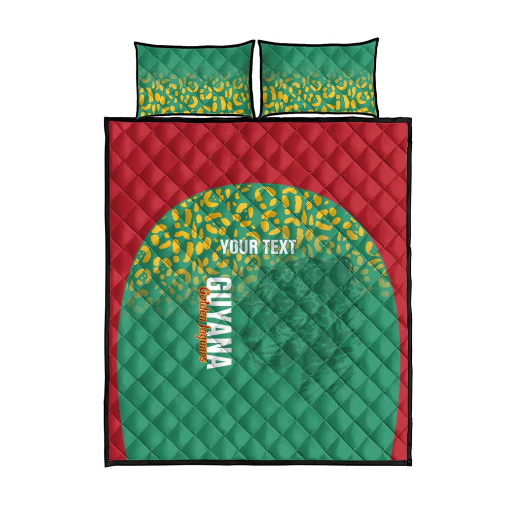 Custom Guyana Football Quilt Bed Set Go Golden Jaguars Green Version - Wonder Print Shop