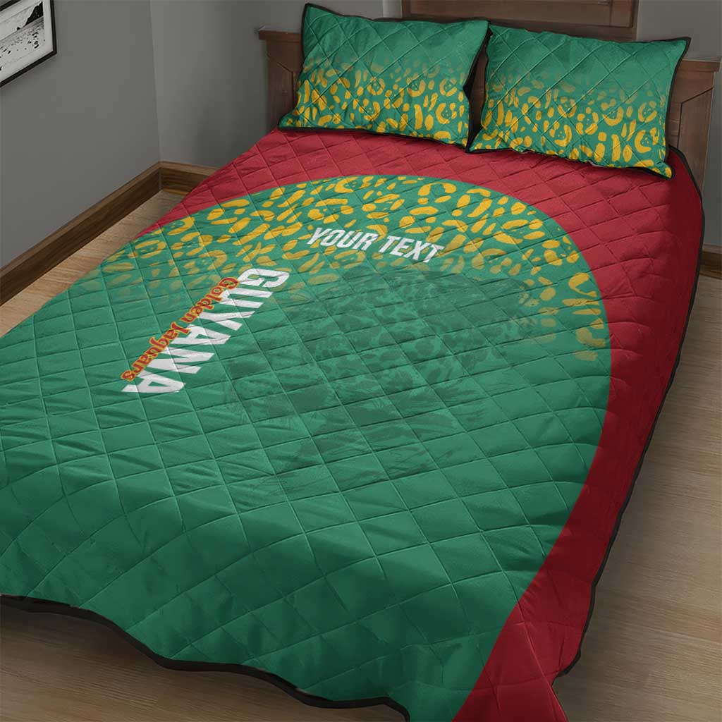 Custom Guyana Football Quilt Bed Set Go Golden Jaguars Green Version - Wonder Print Shop