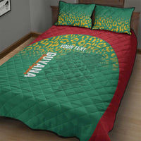 Custom Guyana Football Quilt Bed Set Go Golden Jaguars Green Version - Wonder Print Shop