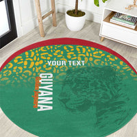 Custom Guyana Football Round Carpet Go Golden Jaguars Green Version - Wonder Print Shop