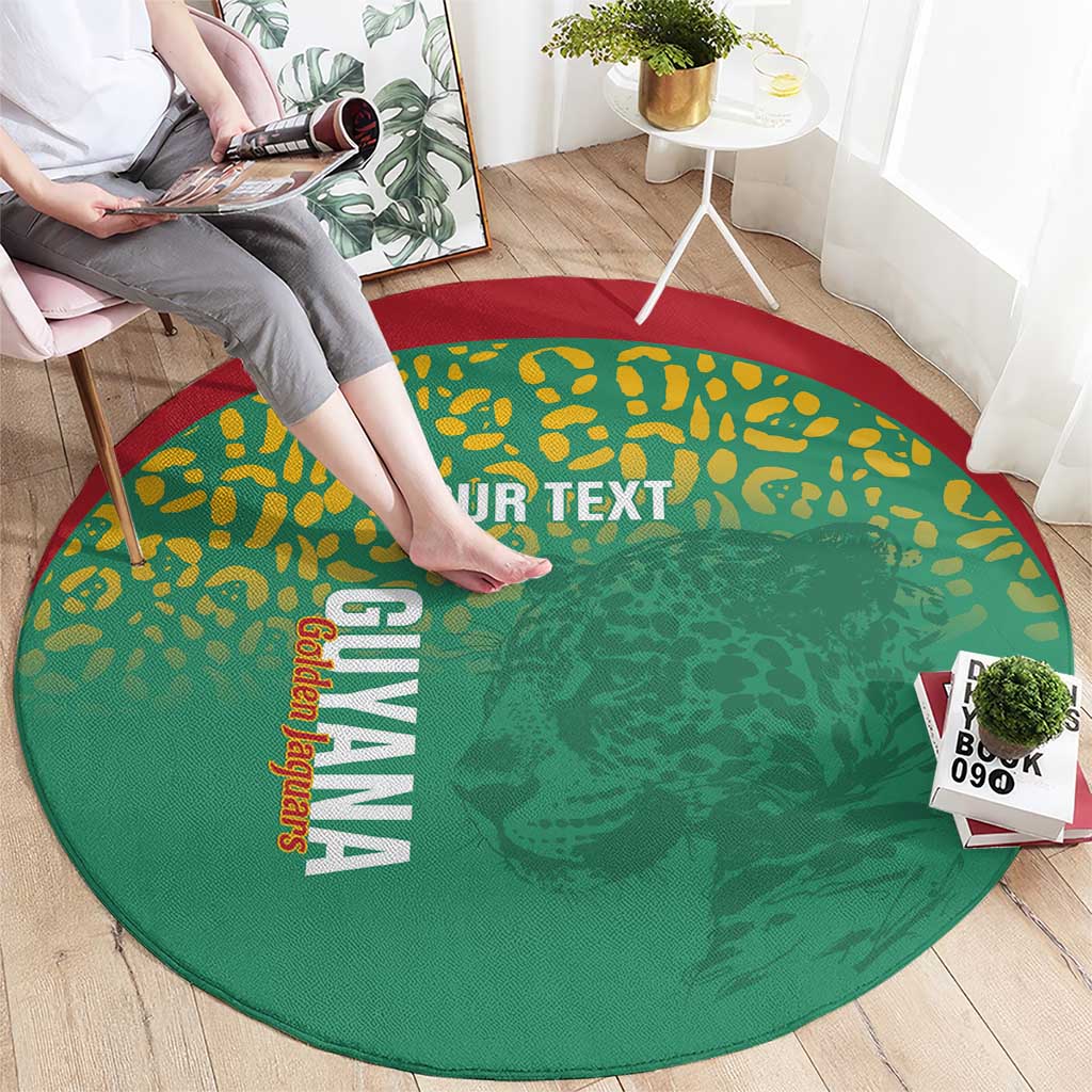 Custom Guyana Football Round Carpet Go Golden Jaguars Green Version - Wonder Print Shop