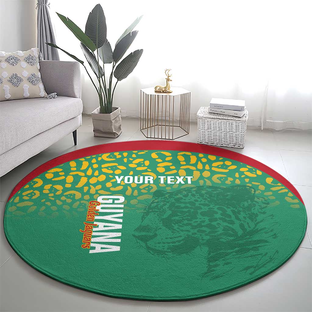 Custom Guyana Football Round Carpet Go Golden Jaguars Green Version - Wonder Print Shop