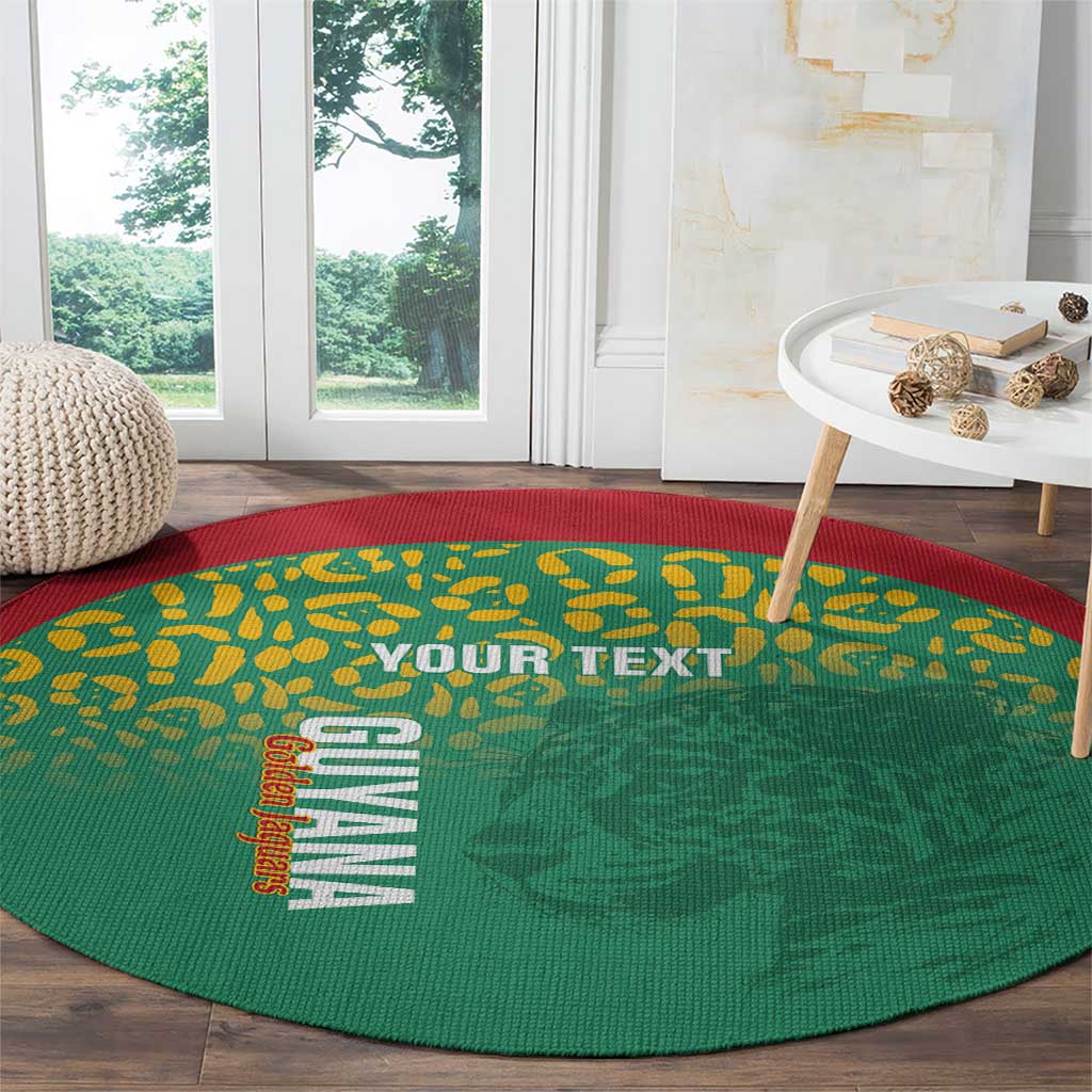 Custom Guyana Football Round Carpet Go Golden Jaguars Green Version - Wonder Print Shop