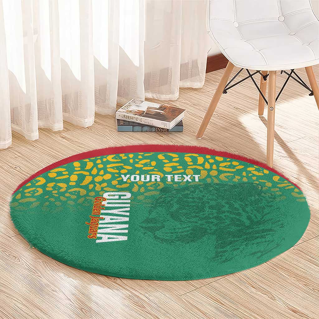 Custom Guyana Football Round Carpet Go Golden Jaguars Green Version - Wonder Print Shop